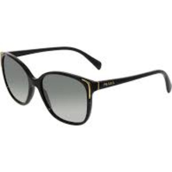160 NWT - Prada Conceptual PR 01OS 1AB5W1 Black Plastic Square Sunglasses Grey main image 4